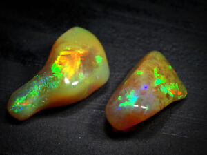 2 szt. 5.87Crt Opal Naturalny etiopski welo Top Polerowany ogniowo kamień szlachetny Szorstki #N132