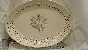 VINTAGE WHEAT PLATTER 22K Gold Trim 10 by 13 inches USA - Picture 1 of 3