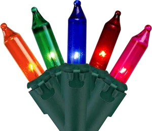 20-Count Multi-Color Mini Christmas Light Set, 4Ft Green Wire - Picture 1 of 4