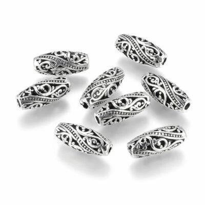 10pcs Alloy Metal Beads Filigree Oval Loose Spacer Beading 17x7mm - Image 1 of 2