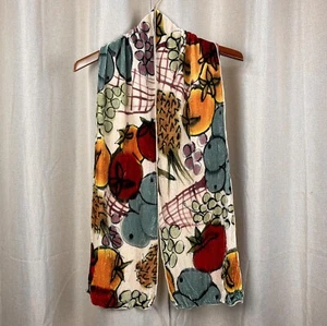 Hand-painted Velvet Scarf Colorful Fruit Lisa Kiss Artist Wearable Art Vibrant - Picture 1 of 10