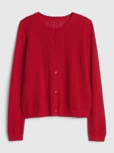 GAP GIRL'S MODERN RED POINTELLE CARDIGAN SWEATER ORG. $34.95 SIZE 10 BNWT - Picture 1 of 4