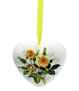 Hängende gelbe Rose gepuffte Form Herz Keramik Potpourri Beutel-Made in Japan - Bild 1 von 9