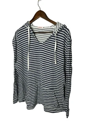 Fresh Produce Sudadera con Capucha Punto Mujer M Medio Azul Blanco Rayas Mangas Largas Cuello en V Foto 1 de 3