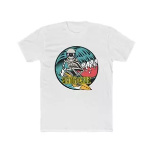 Santa Cruz Beach Skull Surfer California Men's Cotton Crew Tee - Picture 1 of 17