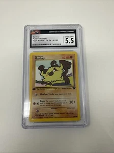 Pokémon Mankey #61 1st Edition Team Rocket 2000 - CGC 5.5 Excellent - Foto 1 di 2