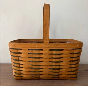 Longaberger large single handle market 1996 Heartland basket and plastic liner - Picture 1 of 11