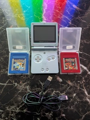 Nintendo Gameboy Advance SP w/ Pokemon Red & Blue + USB - Image 1 of 4