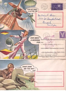 1943 +(4) WWII military stationery  comic, vtg, humor  , 2 used & mailed. 1943 + - Picture 1 of 2