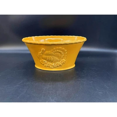Tigela de servir Hallmark Harvest ouro peru 7" x 5,25" Ação de Graças outono  - Imagem 1 de 4