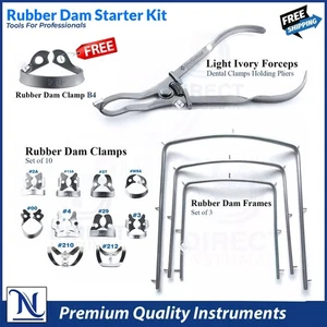 Dental Rubber Dam Starter Set Kit with Frame Punch Clamps Instruments 15Pcs CE - Picture 1 of 3