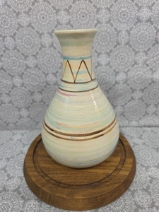 Southwestern Keramik Blumenvase 8" x 4,5" glasiert Pastelltöne Elfenbein Porzellan Keramik - Bild 1 von 4