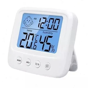 Electronic Indoor Thermometer Hygrometer Digital LCD Time Humidity Temperature - Picture 1 of 22