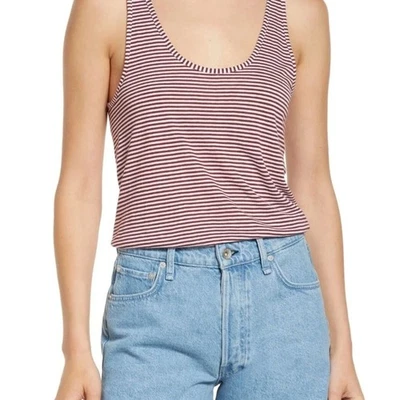 RAG & BONE Michal Rayon/Linen Scoop Neck Burgundy Stripe Tank Sz XS - Image 1 of 4