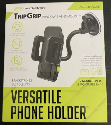 Bracketron - Soporte de ventana y ventilación TripGrip para la mayoría de los teléfonos celulares - negro Foto 1 de 4