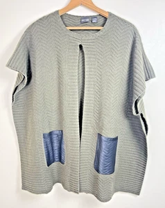 Piccolo New York Damen OS Kaschmir und Lamm Leder Tasche Poncho Pullover - Bild 1 von 14