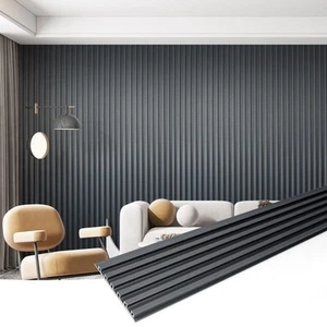 Slat Wall Paneling, 104'' x 6.7'' Glossy Metal Finish WPC Soundproof 3D Wall ... - Picture 1 of 9