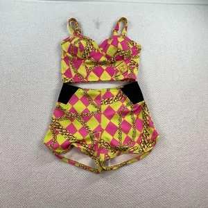 NICKI MINAJ Pink equestrian Harley Quinn two-piece halter top:S shorts:M - Picture 1 of 6