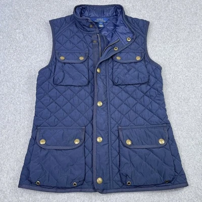 POLO Ralph Lauren Girls Size Large 12-14 Navy Blue Quilted Vest Coat Jacket READ - Image 1 of 4