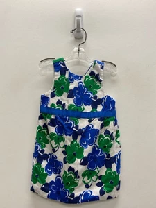 Janie and Jack SIZE 12-18M White Royal Blue/Green Flowers Girl's Dress - Picture 1 of 2