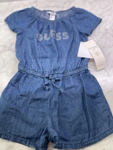GUESS Denim Romper Girls 4 (Small) Blue Shortall NWT Short Sleeve - Picture 1 of 13