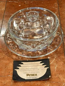 PYREX 883 OVENWARE SCULPTURED TEARDROP GLASS 1.5 QT CASSEROLE LID UNDERPLATE LOT - Picture 1 of 9