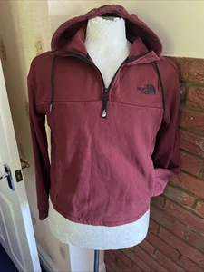 the north face Hoodie 1/4 Zip Jacket M Burgundy 12 14 Black Logo VzgC - Picture 1 of 8