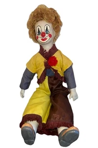 Clown porcellana Albert E. Price vintage marrone giallo blu vestito occhi chiusi - Foto 1 di 7