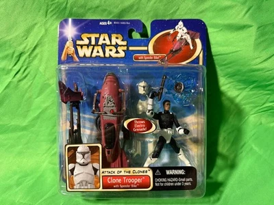 Hasbro Star Wars Attack of The Clones Clone Trooper with Speeder Bile New Sealed Foto 1 de 2
