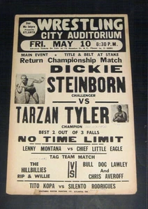 RARE 1963 ATLANTA DICKIE STEINBORN TARZAN TYLER wrestling poster LENNY MONTANA - Picture 1 of 1