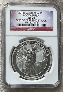 2014P Australia Kookaburra NGC MS70 One of First 2500 Struck Silver Coin - Picture 1 of 2