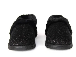 Skechers Cozy Lite Sparkle Knit Sweet Walk Slipper 167360W/BBK Black Sz10 WIDE - Picture 1 of 10