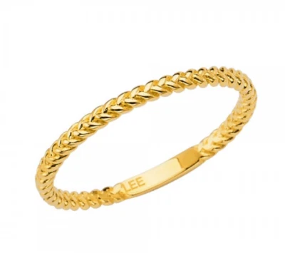 14K Yellow Gold 1.7 mm Thin Braided Band Stackable Ring 1.3 grams Size 5-9 Women - Image 1 of 4