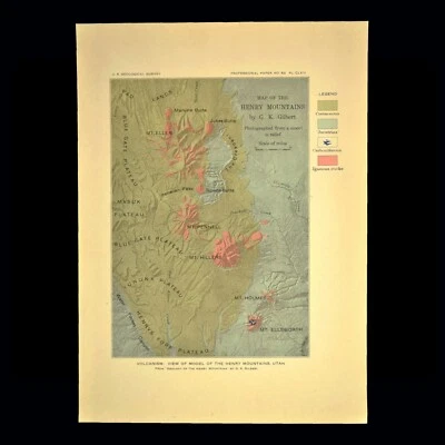Vintage HENRY MOUNTAINS Map Mount Ellen Mt Pennell Mt Hillers Utah Topographic - Image 1 of 4