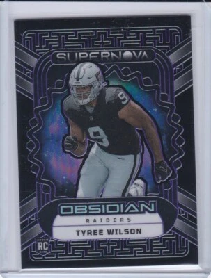 2023 Panini Obsidian Purple Electric Etch Supernova /75 Tyree Wilson #24 Raiders - Image 1 of 2
