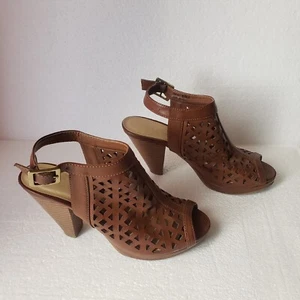 CL By Laundry Shoes Women's Heeled Peep Toe Sandal - Brown Size 6 - Picture 1 of 8