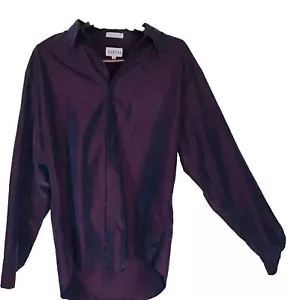 ALFANI COLOR SHIFT PURPLE PLUM IRIDESCENT HIDDEN BUTTOM UP LONG SLEEVE SHIRT - Picture 1 of 17