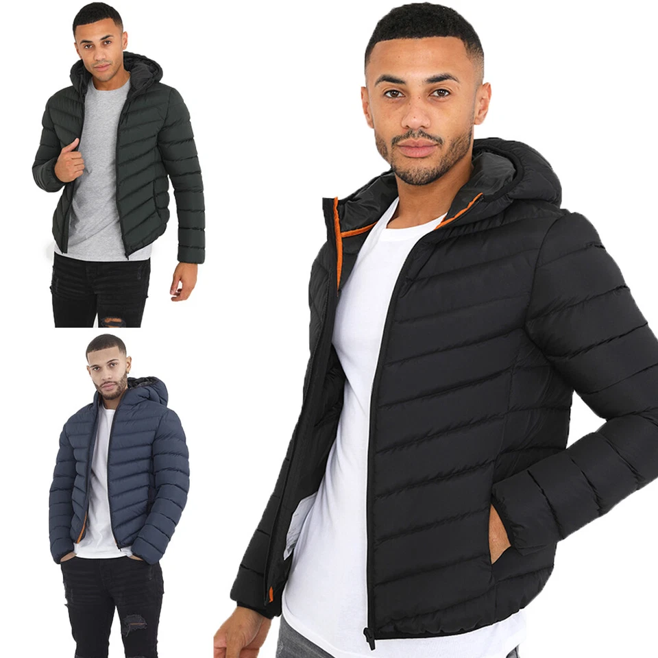 Mens Brave Soul Grant Padded Hooded Puffer Jacket with Elasticated Trims - Image 1 of 3