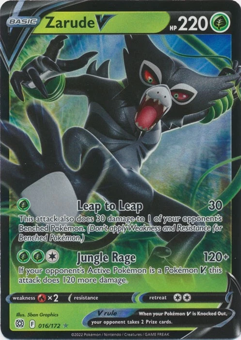 Holo Zarude V 016/172 Ultra Rare Brilliant Stars Pokemon TCG - Image 1 of 1