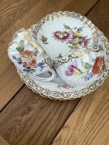 2 Antique Victorian Edwardian Nymphenburg Germany Porcelain Plate,Cup and Saucer - Picture 1 of 14