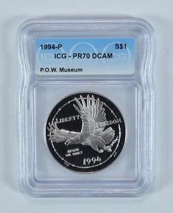 1994-P POW Museum Commemorative Silver Dollar PR70 DCAM ICG - Picture 1 of 5