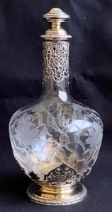 Elegant Antique Cut Crystal And Gilded Sterling Silver Carafe 19th Century - Picture 1 of 12