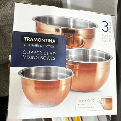 Cuencos mezcladores revestidos de cobre Tramontina de 3 piezas Foto 1 de 2
