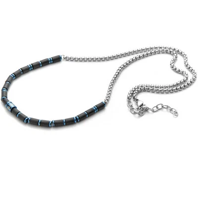 4US CESARE PACIOTTI  BLUE  RUBBER    COLLANA  UOMO ACCIAIO, 4UCL3565  NUOVA  - Immagine 1 di 2