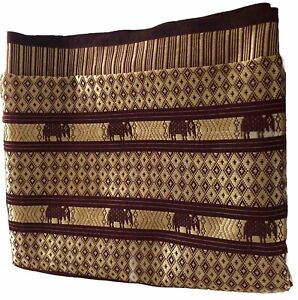 Elephant Silk & Cotton Bed Cover Throw 2m Wide x 2.6metres Long Gold & Burgundy