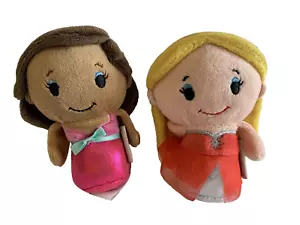 Hallmark Itty Bittys Blonde Holiday Barbie and Brunette Barbie in Pink Dress - Picture 1 of 6