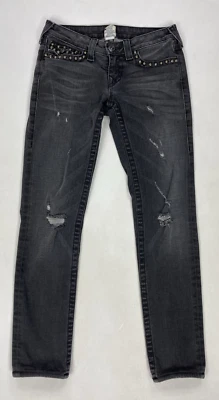 VINTAGE True Religion Julie Studded Distressed Denim Jeans Women Size 28 USA - Image 1 of 4