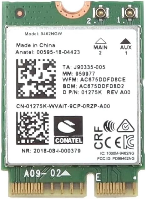 ✔️Dell Inspiron 7786 Intel 9462NGW WLAN WiFi +BT 5.0 Wireless Card REV A00 1275K - Image 1 of 1