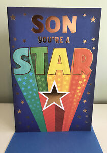SPECIAL Son Birthday Card 9 X 6.5 INCHES**lovely Verse.modern Design- Wrapped.