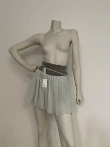 VANESSA BRUNO BABY BLUE & GREY MINI SKIRT SILK WOOL BALLET STYLE 34 XS SMALL NEW - Picture 1 of 13